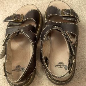 Rare Vintage Dr. Martens Brown Bohemian Sling Back Sandals Size 9